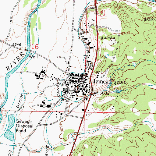 Topographic Map of Pueblo of Jemez Historical Marker, NM