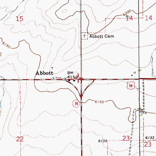 Topographic Map of Abbott, NM