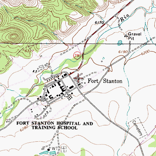 Topographic Map of Fort Stanton Weather Station, NM