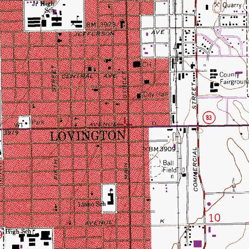 Topographic Map of Lovington Historical Marker, NM