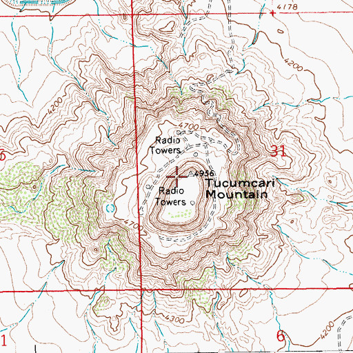 Topographic Map of Tucumcari Mountain Historical Marker, NM