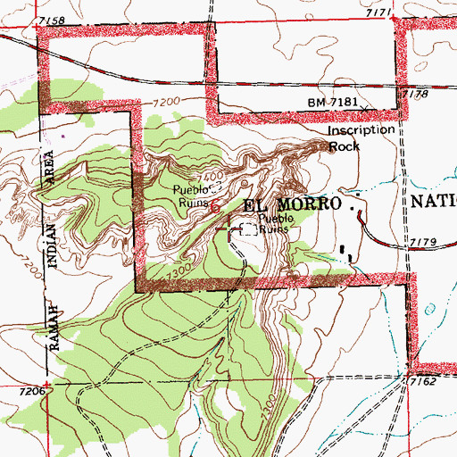 Topographic Map of Atsinna, NM