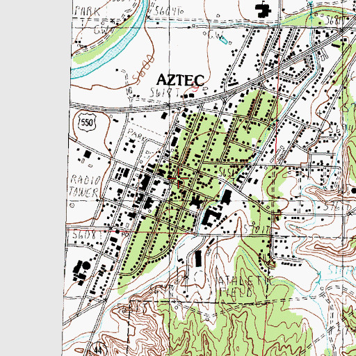 Topographic Map of Aztec Motor Company Building Historic Site, NM