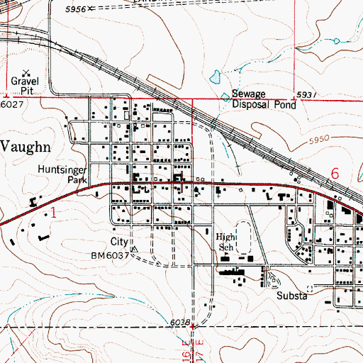 Topographic Map of Vaughn Elementary School, NM