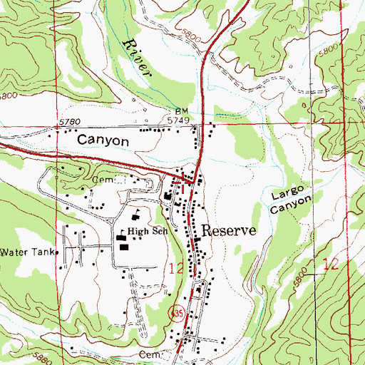 Topographic Map of Reserve Elementary School, NM