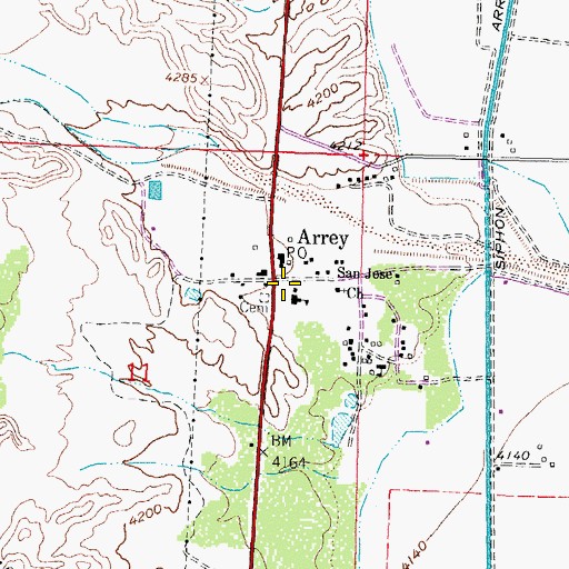 Topographic Map of Arrey Elementary School, NM