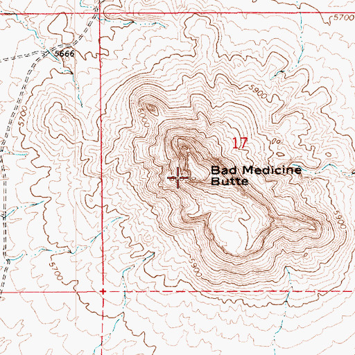 Topographic Map of Bad Medicine Butte, AZ