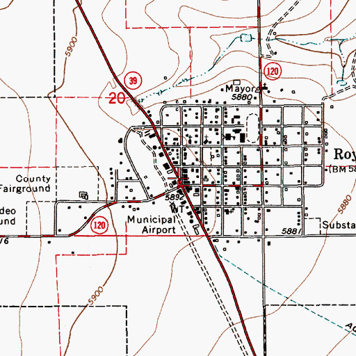 Topographic Map of Roy Elementary School, NM