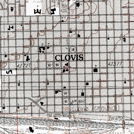 Topographic Map of Clovis Evening School, NM