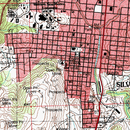 Topographic Map of College Street School, NM