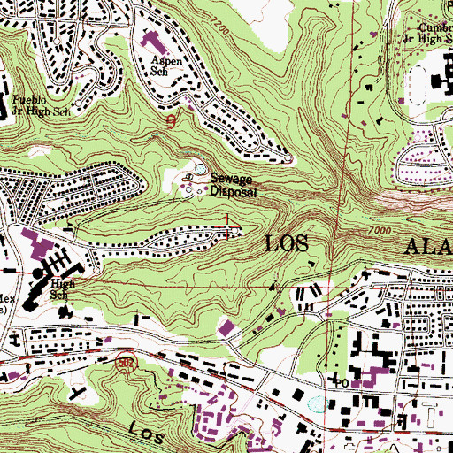Topographic Map of Canyoncito Montessori School, NM
