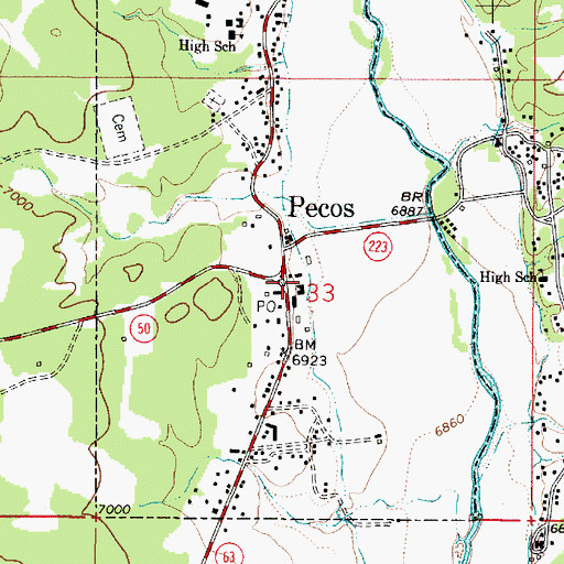 Topographic Map of Pecos Middle School, NM