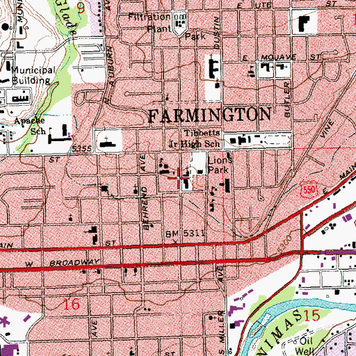 Topographic Map of Farmington Museum, NM