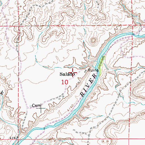 Topographic Map of Salado Creek Cemetery, NM