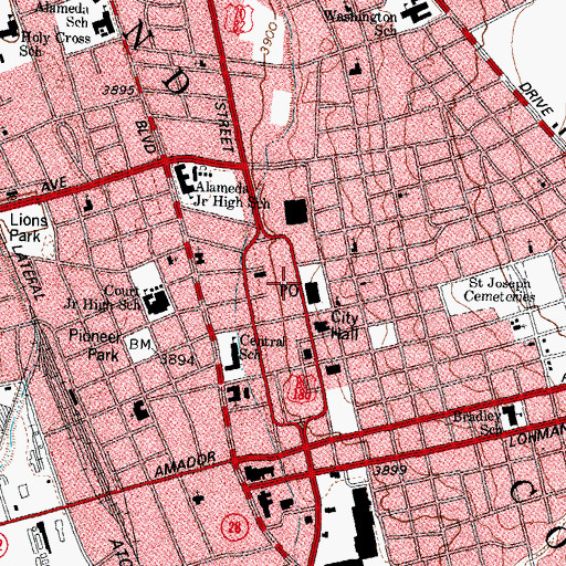 Topographic Map of Mesquite Street Original Townsite Historic District, NM