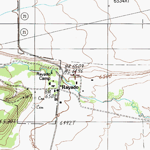 Topographic Map of Rayado Historic District, NM