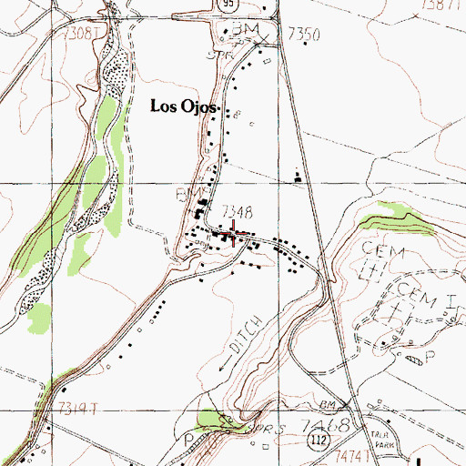 Topographic Map of Los Ojos Fish Hatchery, NM