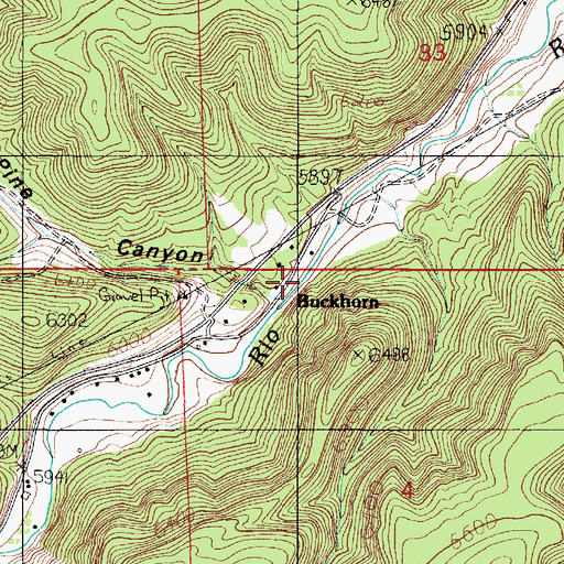 Topographic Map of Buckhorn, NM