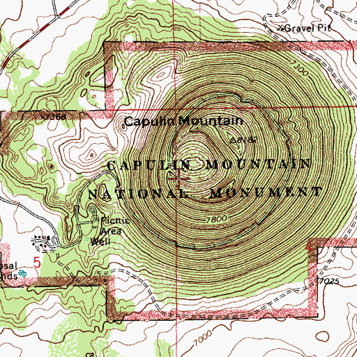 Topographic Map of Capulin Volcano National Monument, NM