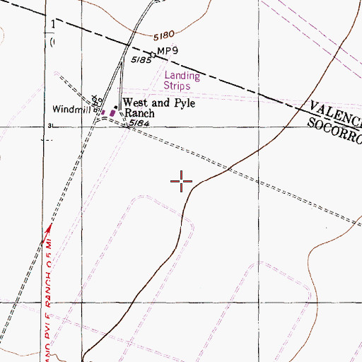Topographic Map of Burris Ranch Number 1 Airport, NM