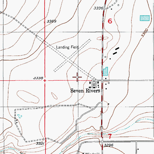 Topographic Map of Seven Rivers Airport, NM