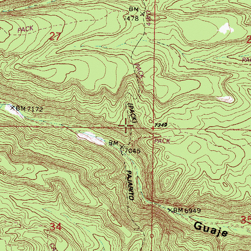 Topographic Map of Pajarito Trail, NM