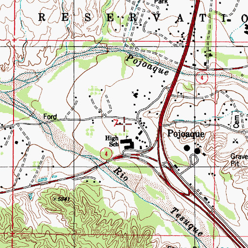 Topographic Map of Pueblo of Pojoaque, NM