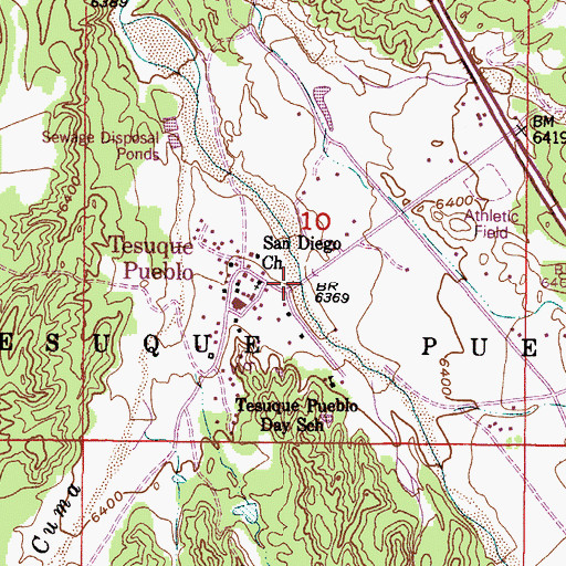 Topographic Map of Tesuque Pueblo, NM