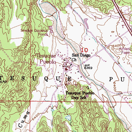 Topographic Map of Tesuque Pueblo, NM