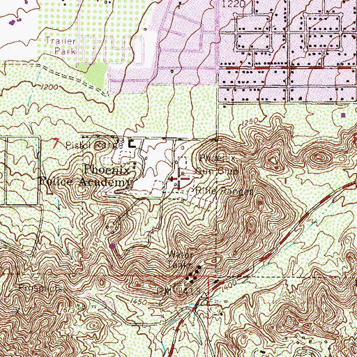 Topographic Map of Phoenix Gun Club, AZ