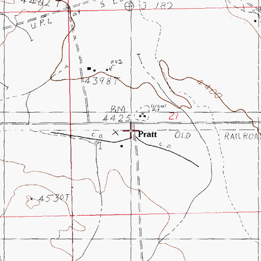 Topographic Map of Pratt Post Office (historical), NM