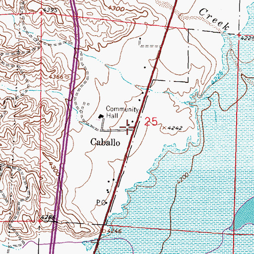 Topographic Map of Caballo Post Office, NM