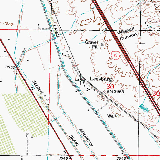 Topographic Map of Leasburg Post Office, NM