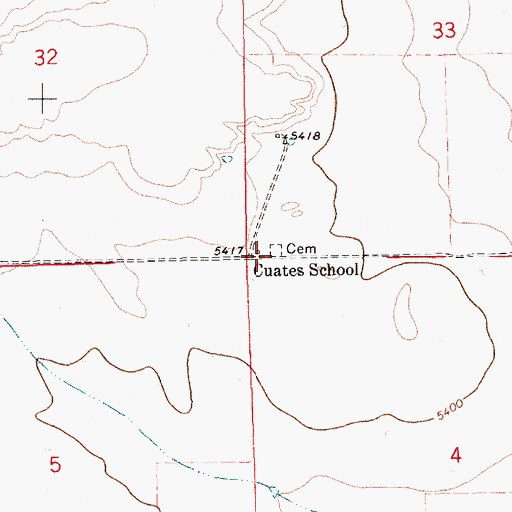 Topographic Map of Cuates Post Office (historical), NM