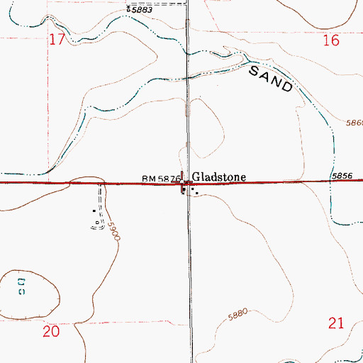 Topographic Map of Gladstone Post Office, NM