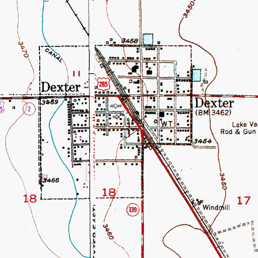 Topographic Map of Dexter Post Office, NM
