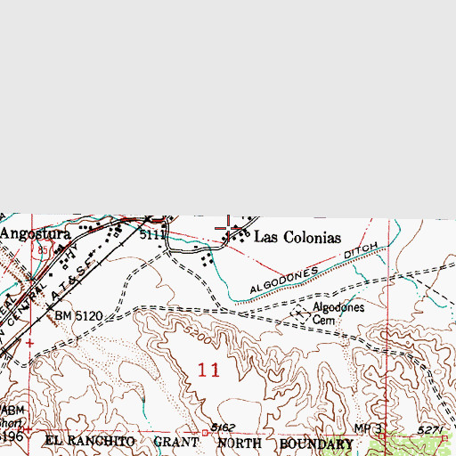 Topographic Map of Las Colonias Post Office (historical), NM