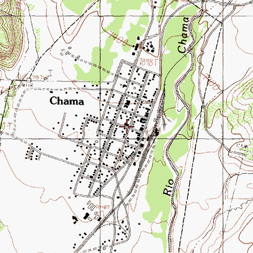 Topographic Map of Chama Post Office, NM
