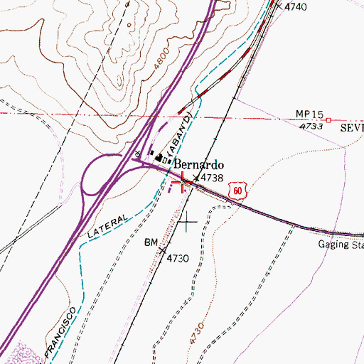 Topographic Map of Bernardo Post Office (historical), NM