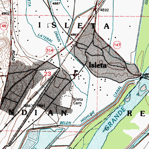 Topographic Map of Isleta Post Office, NM
