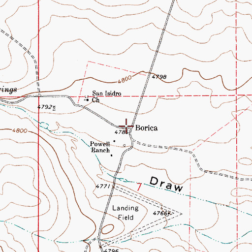 Topographic Map of Borica Post Office (historical), NM