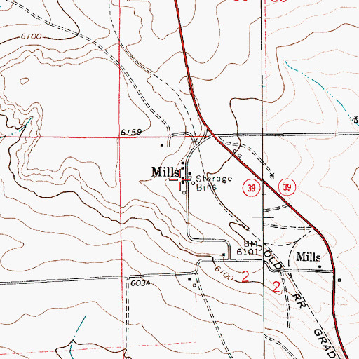 Topographic Map of Mills Post Office (historical), NM