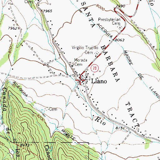 Topographic Map of Llano Post Office (historical), NM