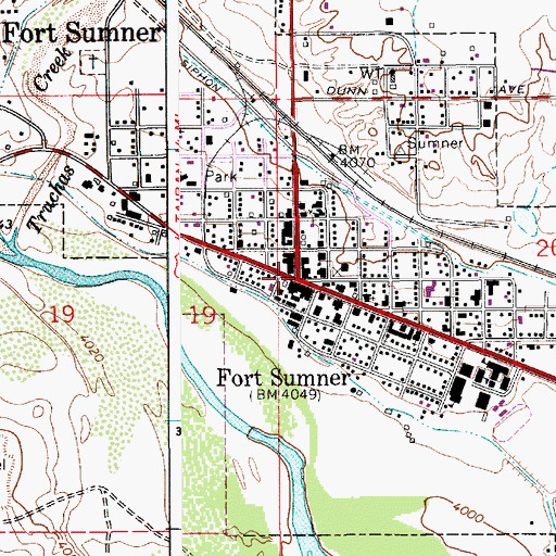 Topographic Map of Fort Sumner Post Office, NM