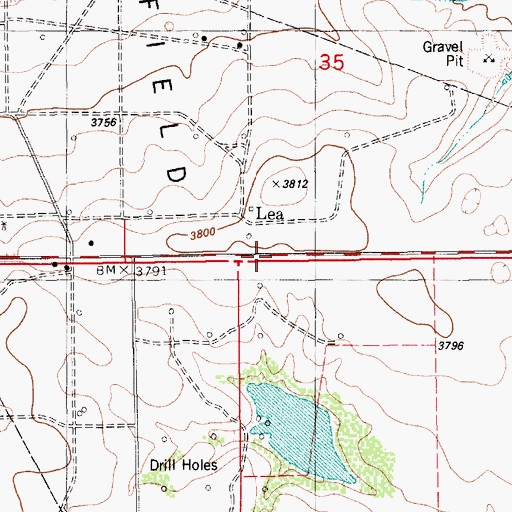 Topographic Map of Lea Post Office (historical), NM