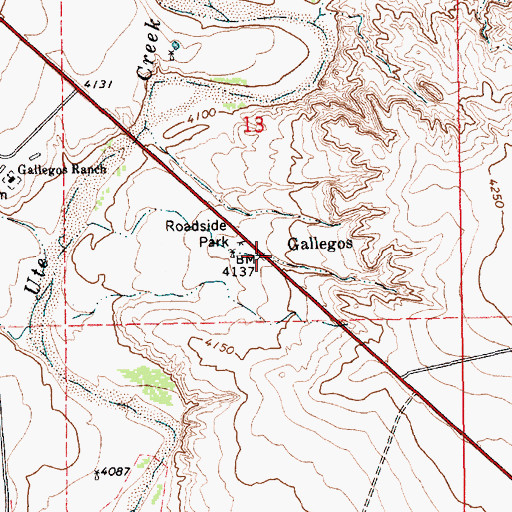 Topographic Map of Gallegos Post Office (historical), NM