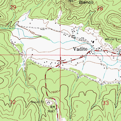 Topographic Map of Vadito Post Office, NM