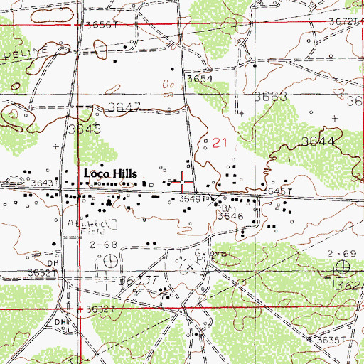 Topographic Map of Loco Hills Post Office, NM