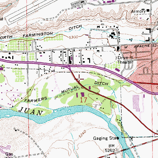 Topographic Map of KNDN-AM (Farmington), NM