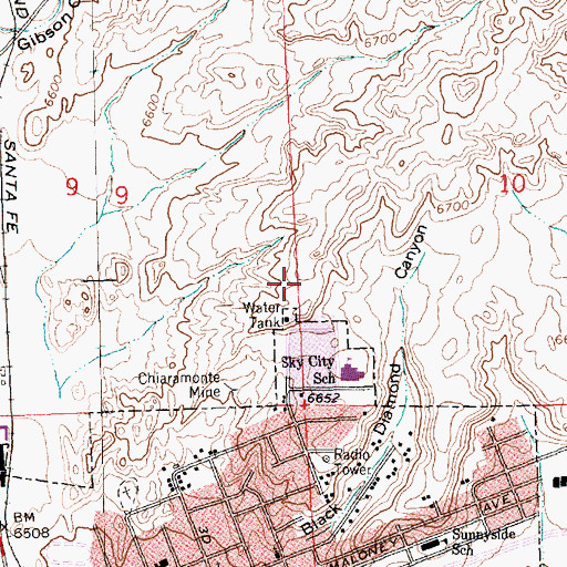 Topographic Map of KOAV-TV (Gallup), NM